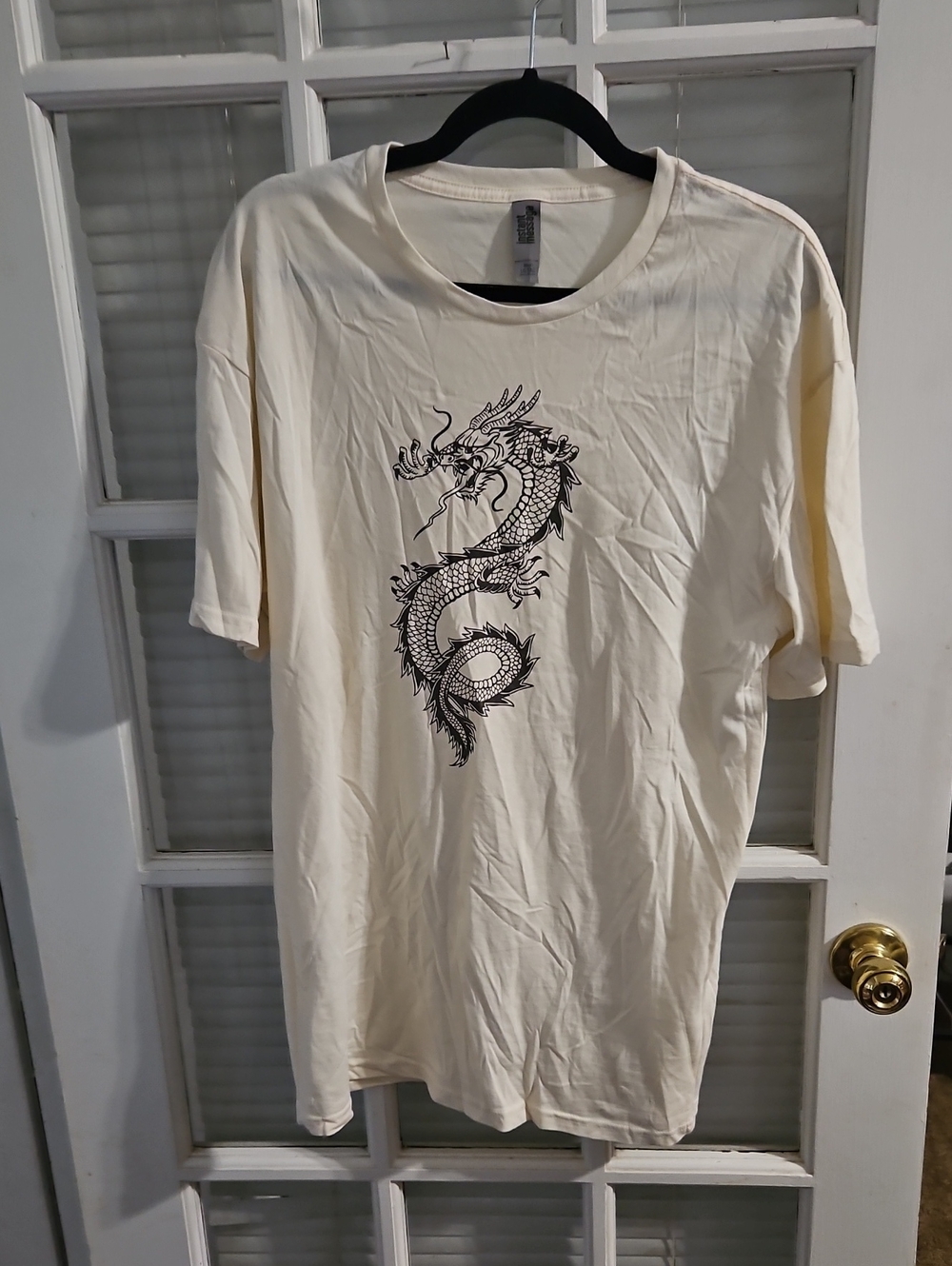 ❤️ NWOT Cream Dragon Graphic Men's T-Shirt.             SZ LG TALL. Never Worn.